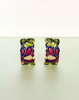 Dahlia Green Enamel Earrings