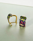 Dahlia Green Enamel Earrings