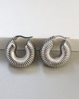 Vesper Luxe Silver Chunky Ridged Hoops