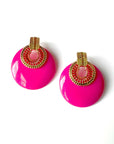 Lulu Large Pink Statement Disc Earrings
