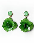 Juniper Statement Green Rose Earrings