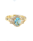 Theodora Gold Band Aqua Gem Ring