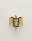 Luna Wide Band Irregular Turquoise Crystal Ring