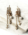 Estella Triple Hoop Celestial Pearl Earrings