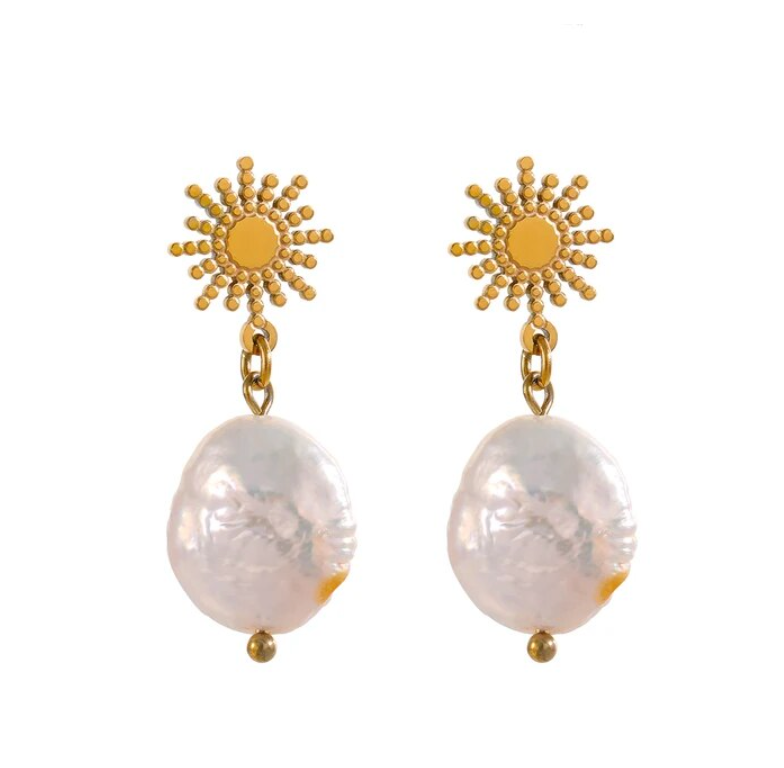 Selena Luxe 18k Gold Plated Pearl Earrings