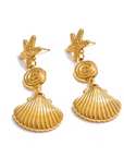 Marina Luxe 18k Gold Plated Shell Dangle Earrings