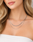 Milan Luxe Silver Plated Double Layer Chain