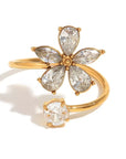 Fleur Luxe 18k Gold Plated Open Crystal Flower Ring