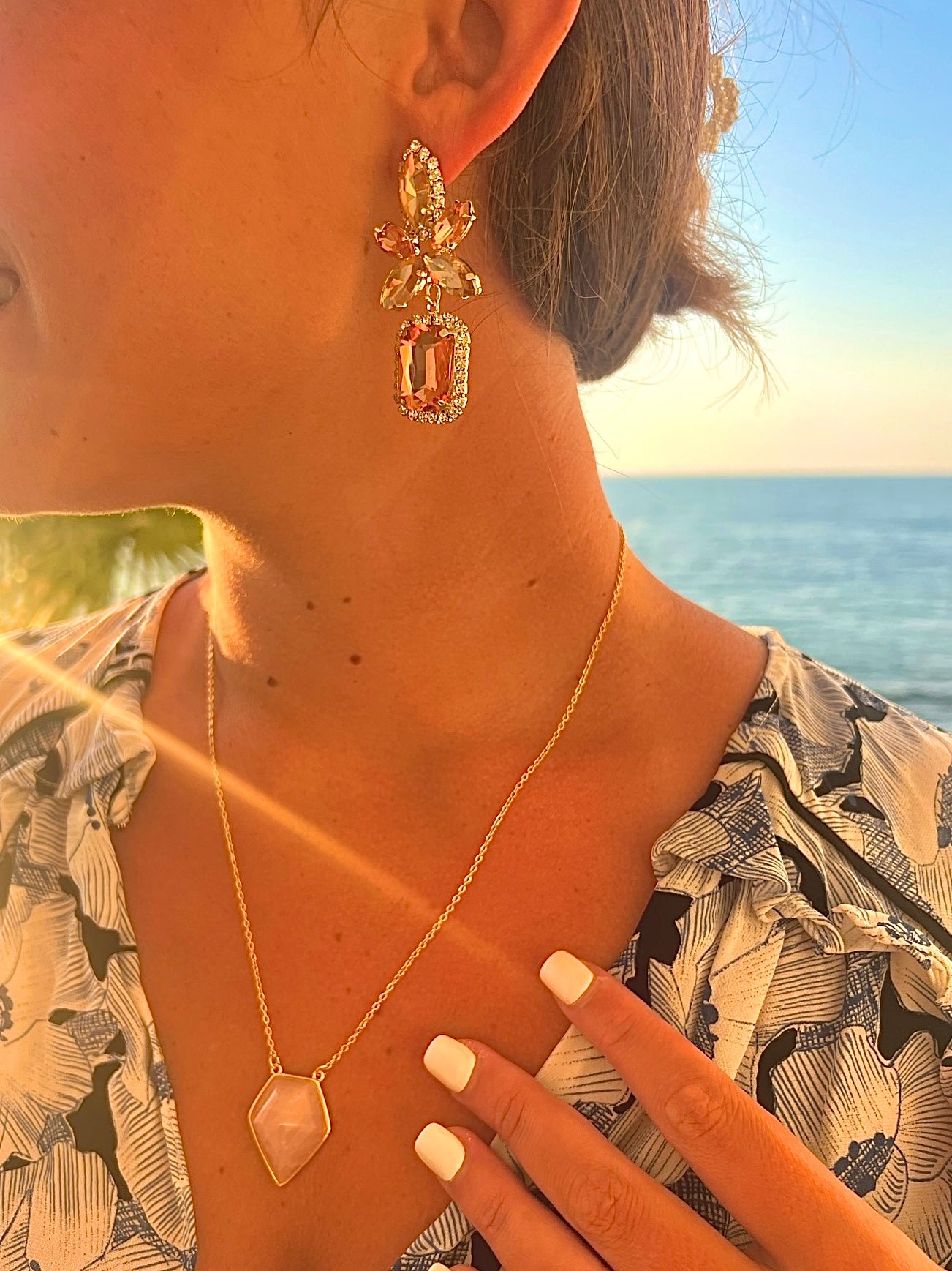 Athena Luxe Faceted Rose Quartz Necklace