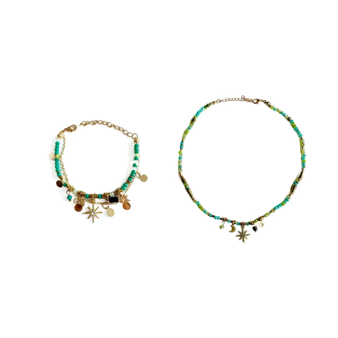Gaia Boho Beaded Necklace & Bracelet Set