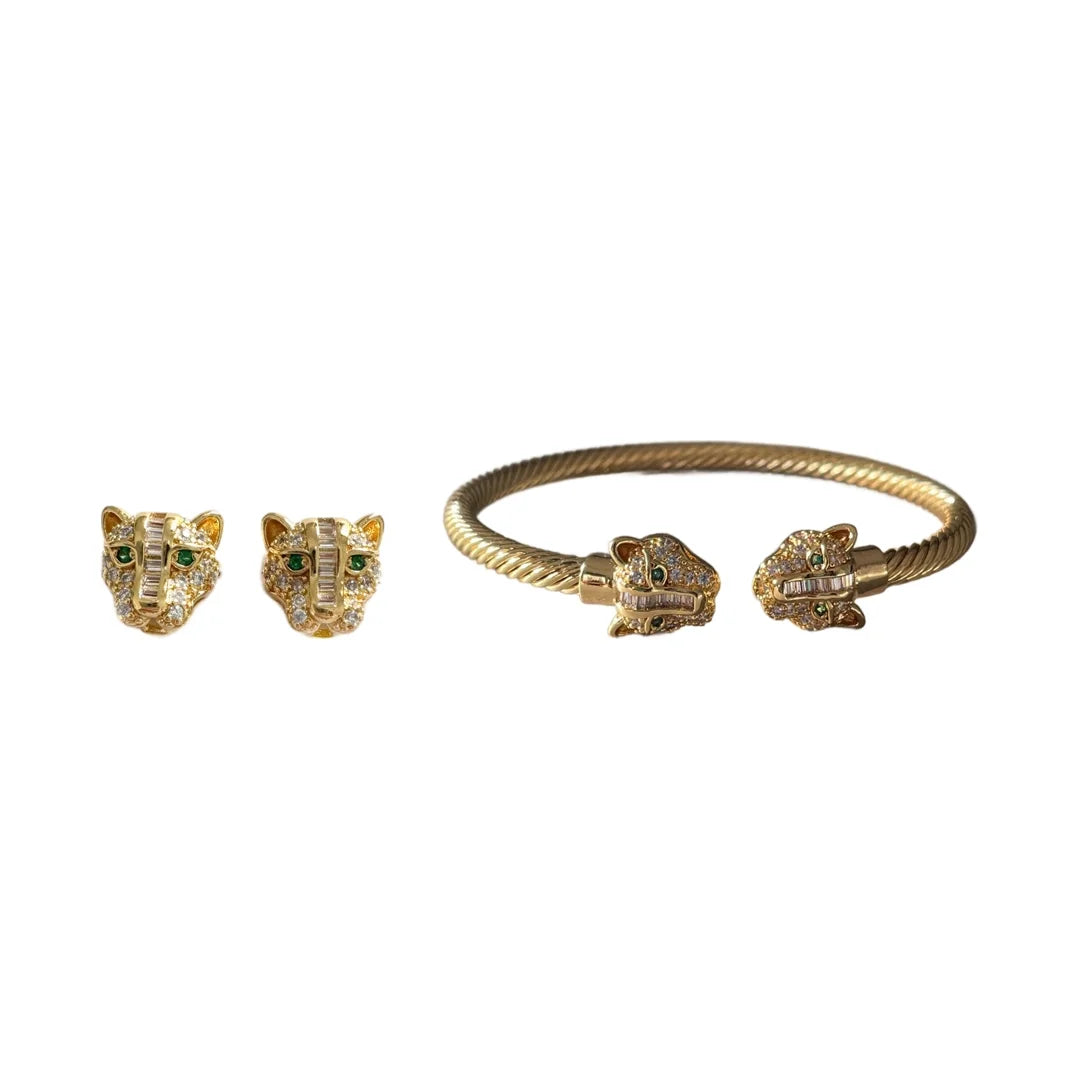The Zuri Panther Earrings and Cuff Set