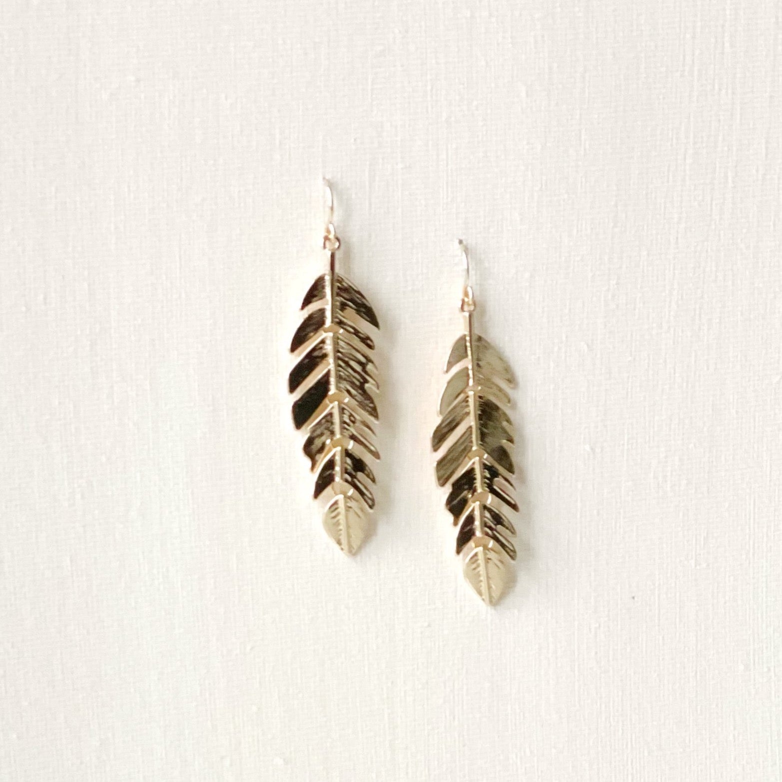 Evangelina Gold Feather Earrings