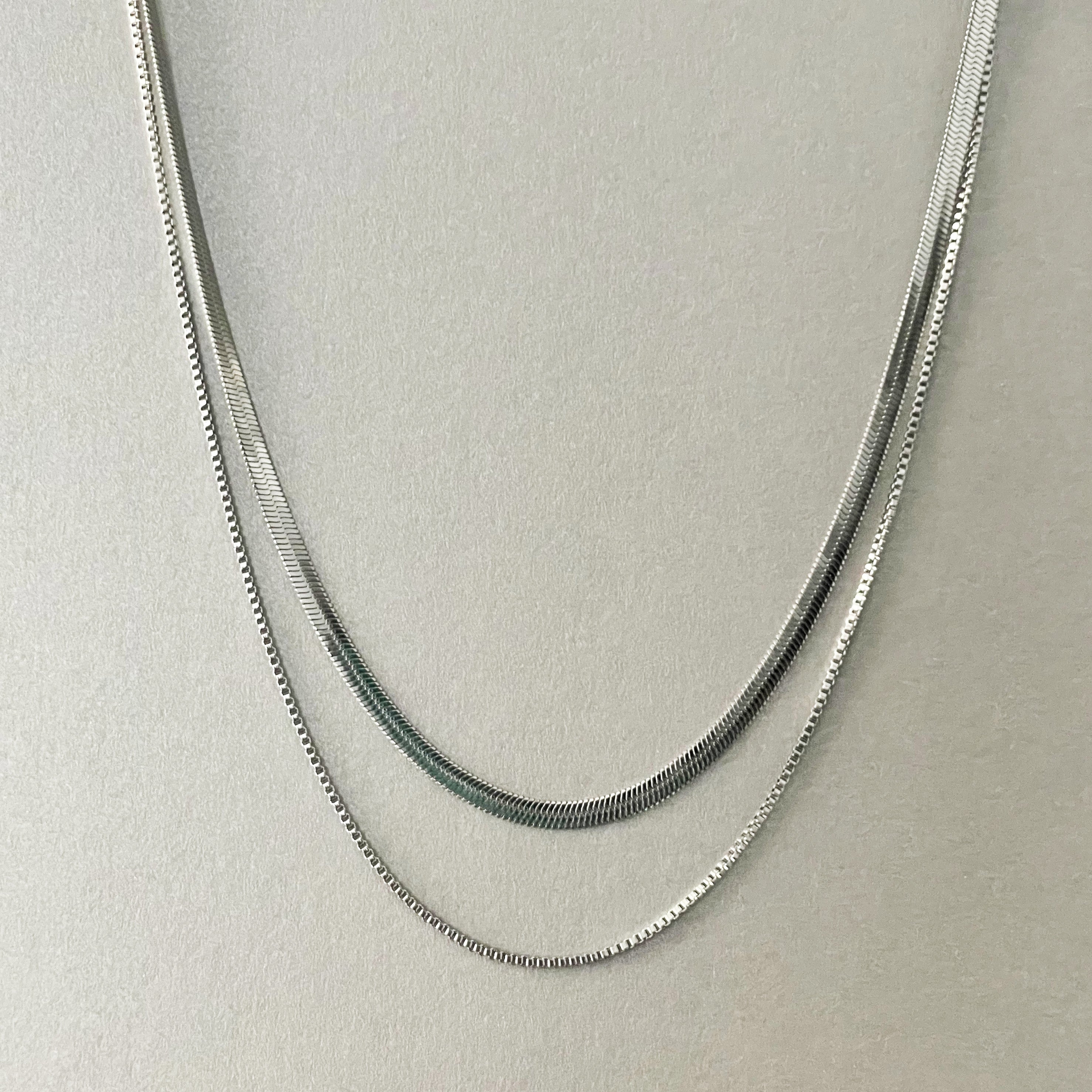 Double layer silver deals chain