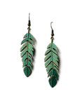 Evangelina Green Feather Earrings