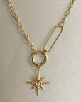 Sahara Luxe 18k Gold Plated Double Layer Sunburst Pendant Necklace