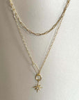 Sahara Luxe 18k Gold Plated Double Layer Sunburst Pendant Necklace