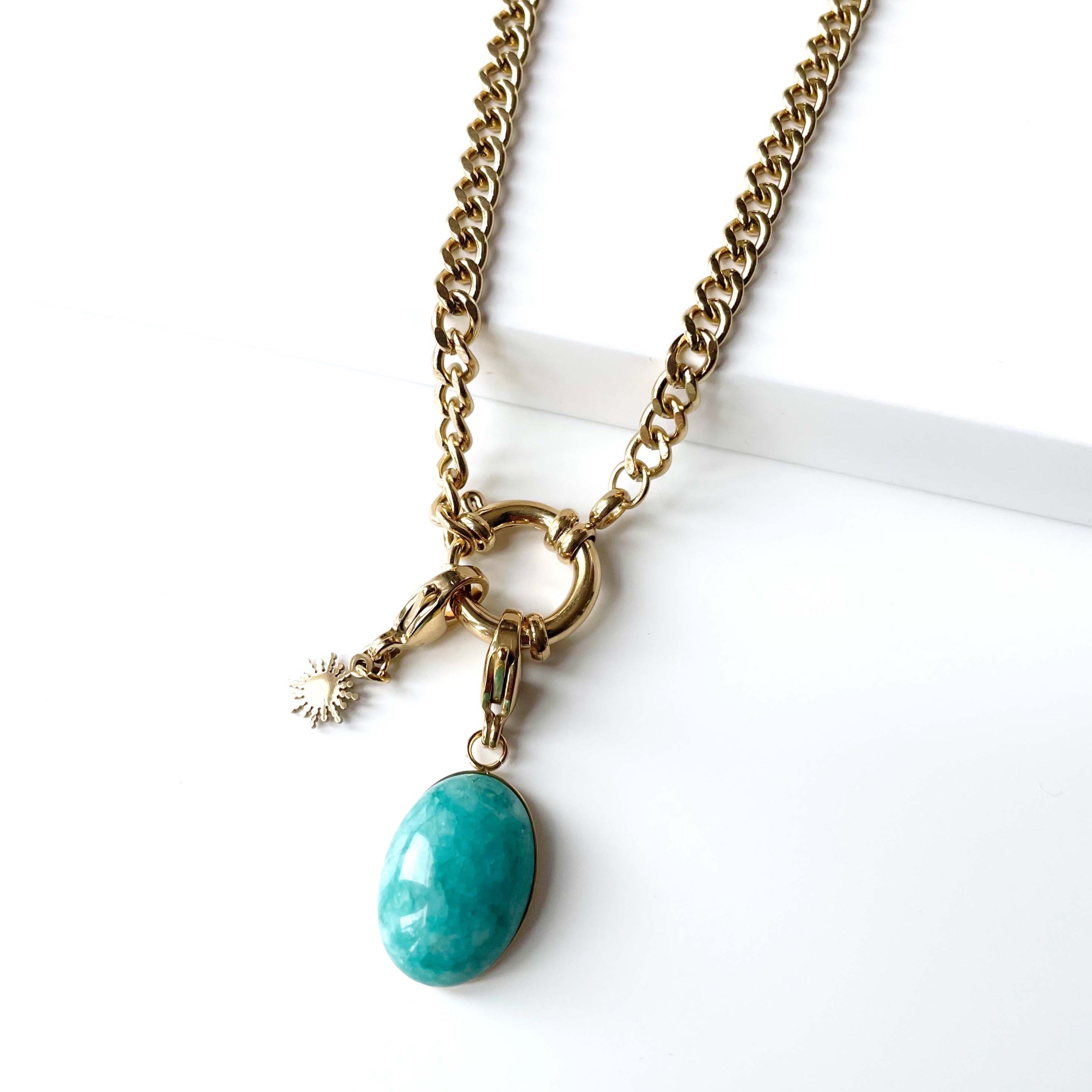 Stella Luxe 18k Gold Plated Turquoise Pendant Necklace