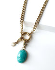 Stella Luxe 18k Gold Plated Turquoise Pendant Necklace