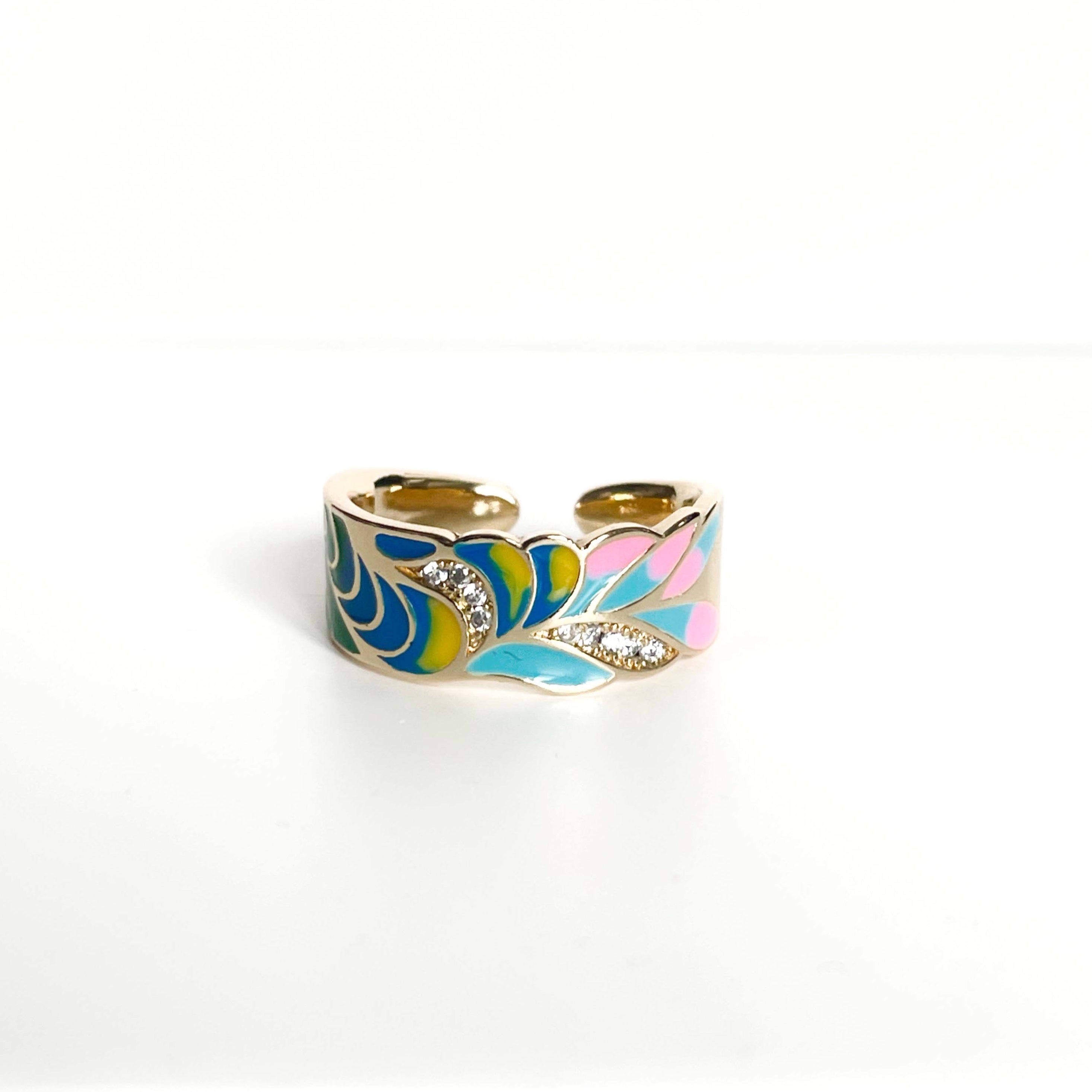 Cerelia Adjustable Sky Enamel Ring â LUXE TONES