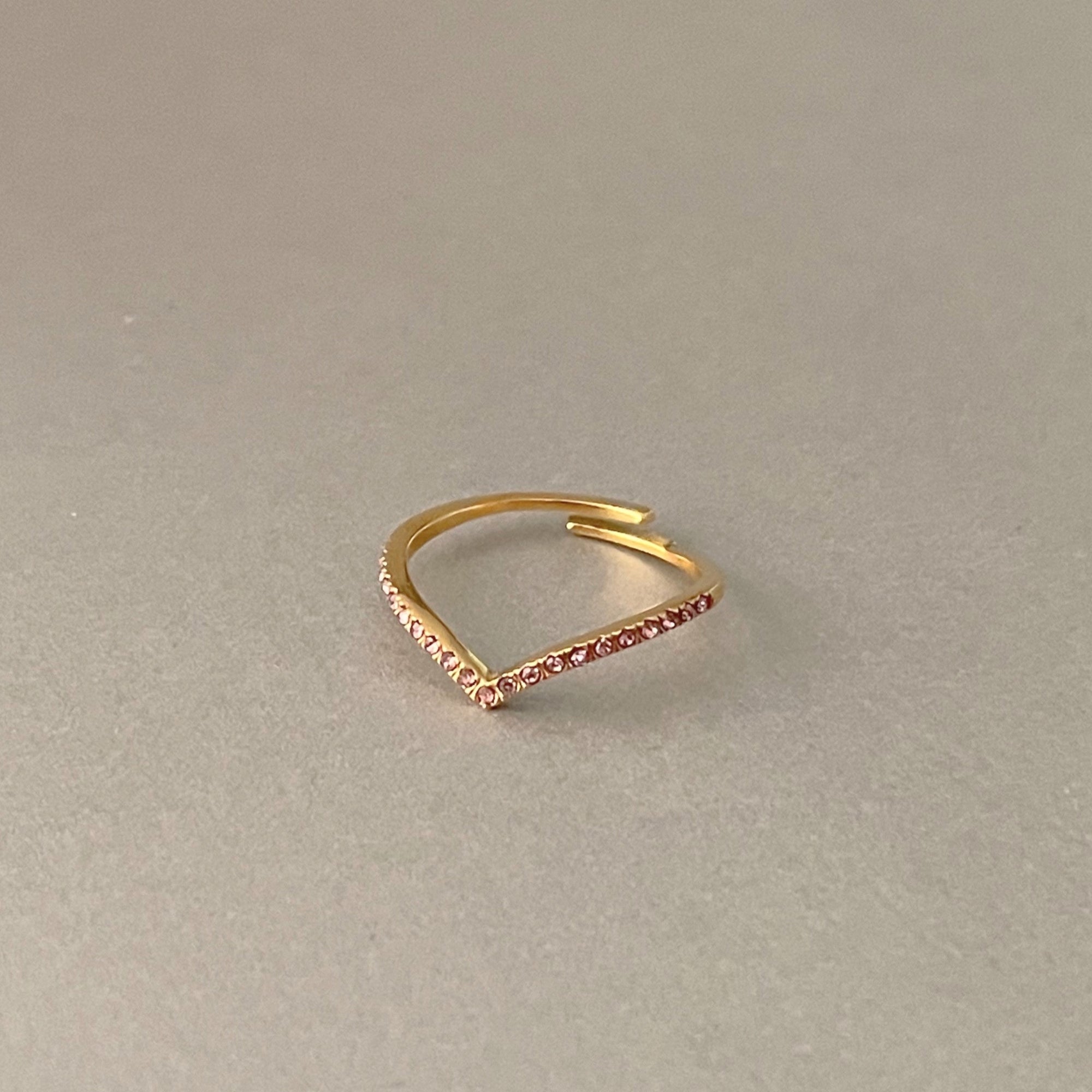 Marina Luxe 18k Gold Plated Skinny Rose Wishbone Ring