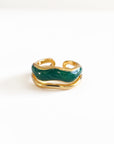 Jolie Wide Gold and Green Ring