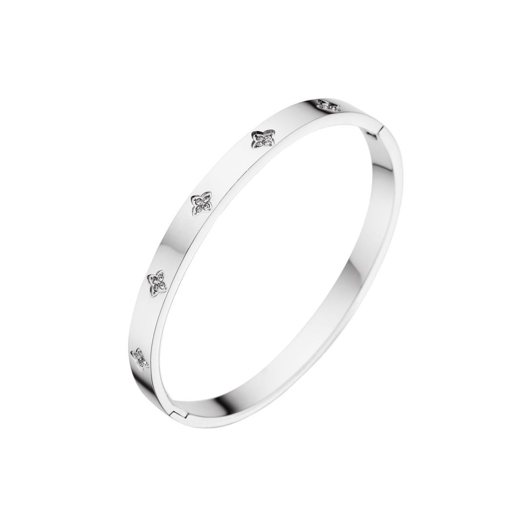 Avana Luxe Stainless Steel Clover Bangle