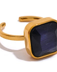 Hestia Luxe 18k Gold Plated Navy Stone Ring