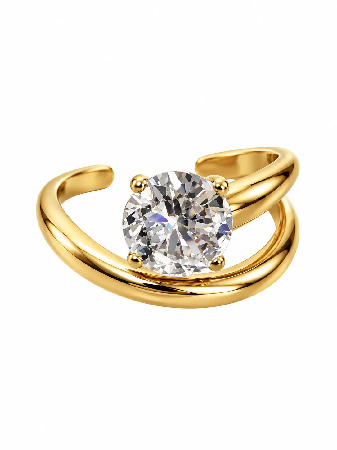 Lucienne Luxe Gold Plated Crystal Statement Ring Luxe Tones