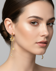 Aura Luxe 18k Gold Plated Sun Moon and Star Drop Earrings