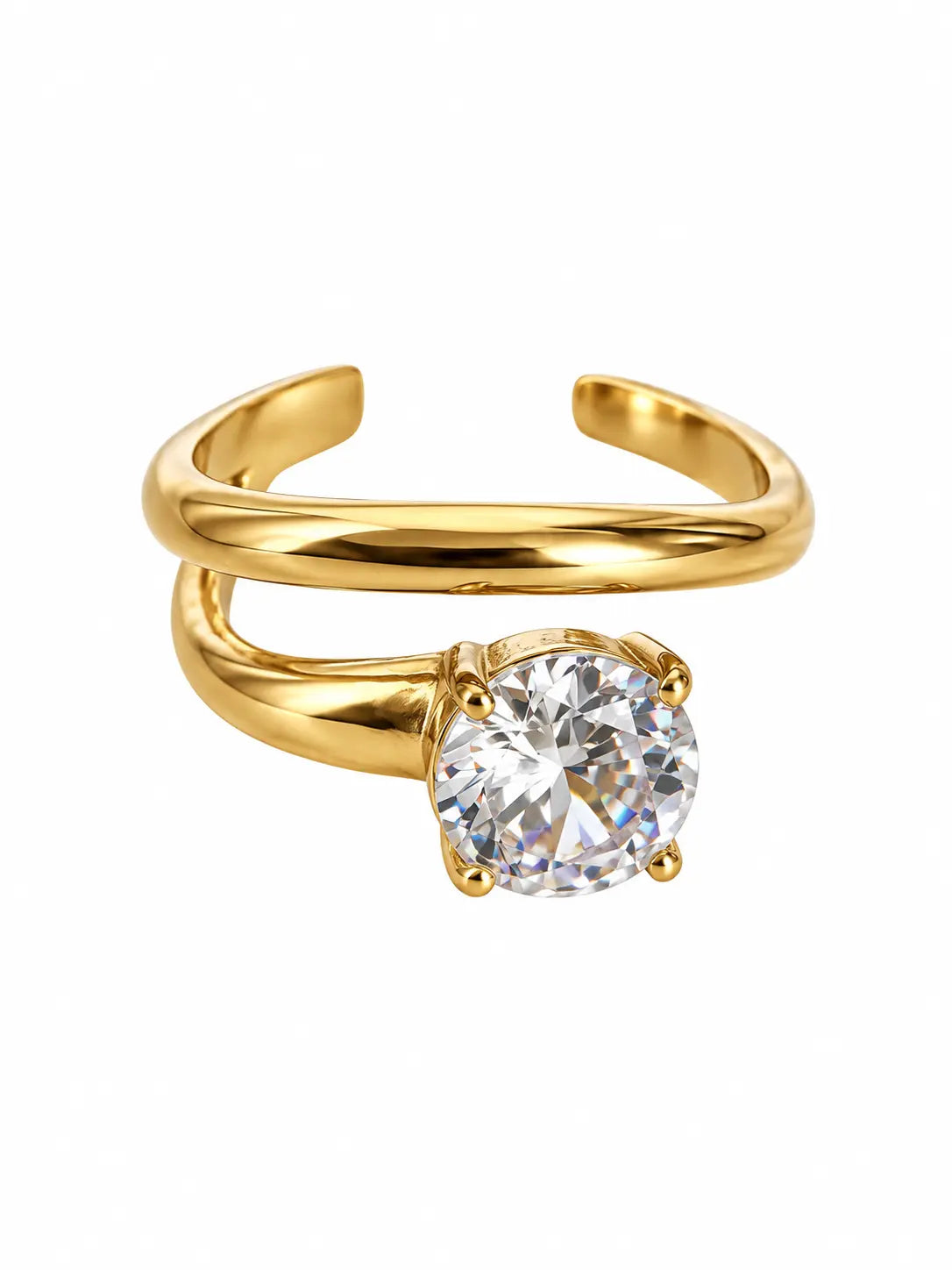 Lucienne Luxe Gold Plated Crystal Statement Ring Luxe Tones
