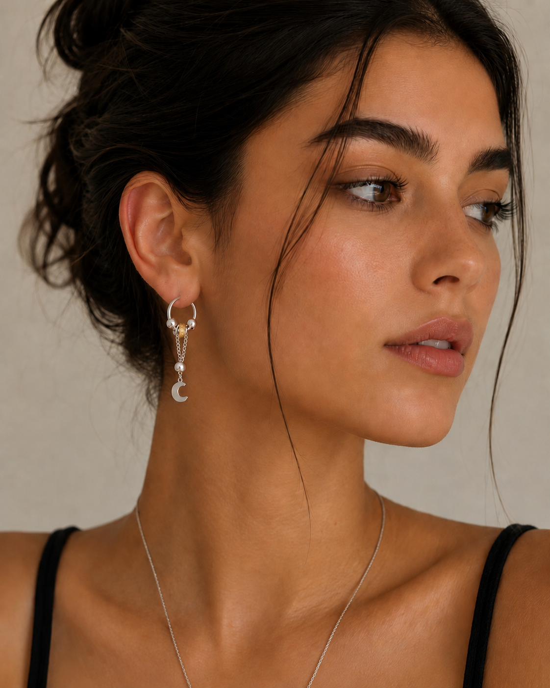 Hecate Crescent Moon and Star Mismatch Dangle Earrings LUXE TONES