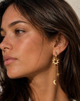 Aura Luxe 18k Gold Plated Sun Moon and Star Drop Earrings