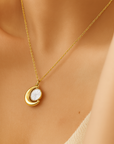 Celeste Luxe 18k Gold Plated Crescent and Sunburst Necklace