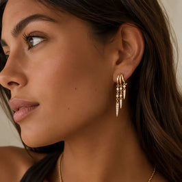 Aris 18k Gold Plated Triple Crystal Drop Earrings LUXE TONES