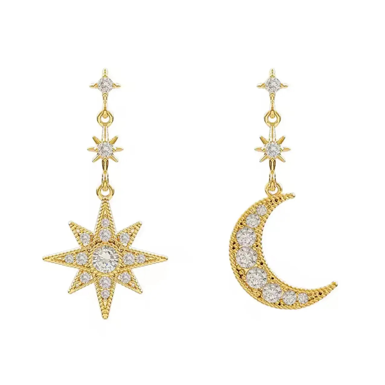 Estella Celestial Mismatched Moon Star Earrings