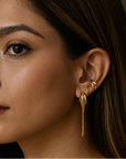 Sylvie Luxe 18k Gold Plated Hoops Earrings with Chain Detail
