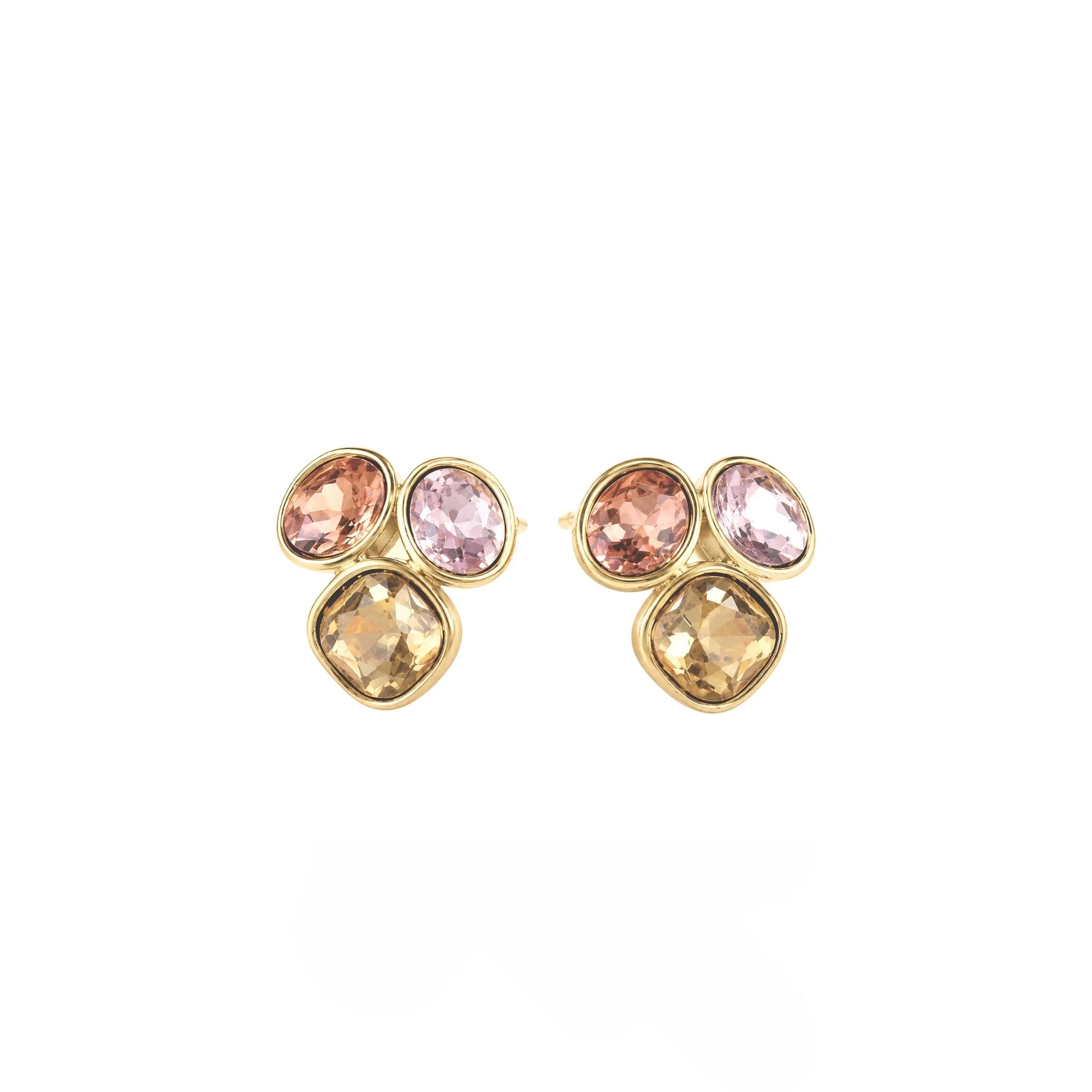 Ciel Luxe 18k Gold Plated Jewel Cluster Earrings Luxe Tones