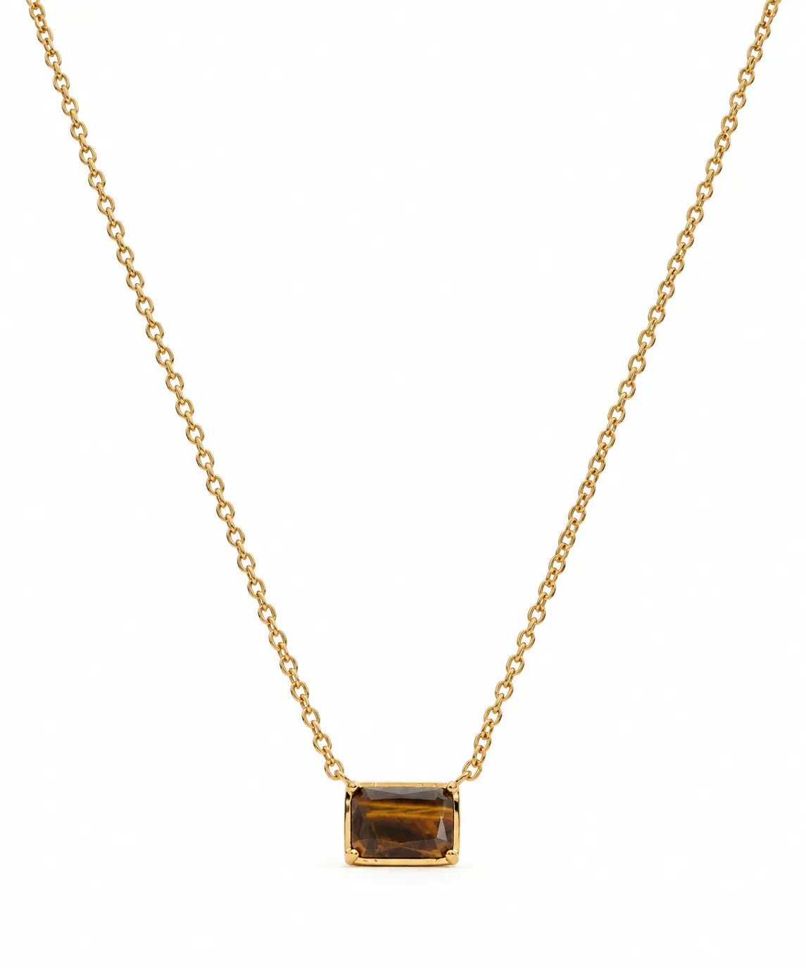 Mara Luxe 18K Gold Plated Tiger’s Eye Pendant Necklace Luxe Tones