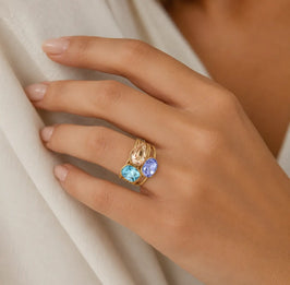 Kaia Luxe 18k Gold Plated Gemstone Statement Ring LUXE TONES