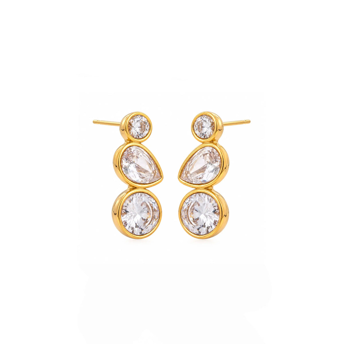 Lucia Luxe 18k Gold Plated Crystal Drop Earrings Luxe Tones