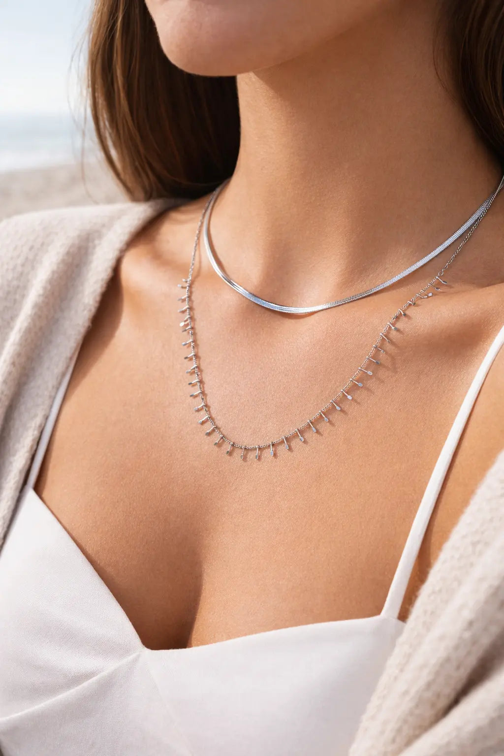 Elisaria Stainless Steel Double Layered Necklace