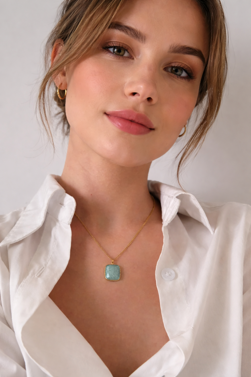 Elysia 18k Gold Plated Turquoise Stone Pendant Necklace