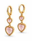 Giselle Luxe 18k Gold Plated Pink Heart Drop Earrings