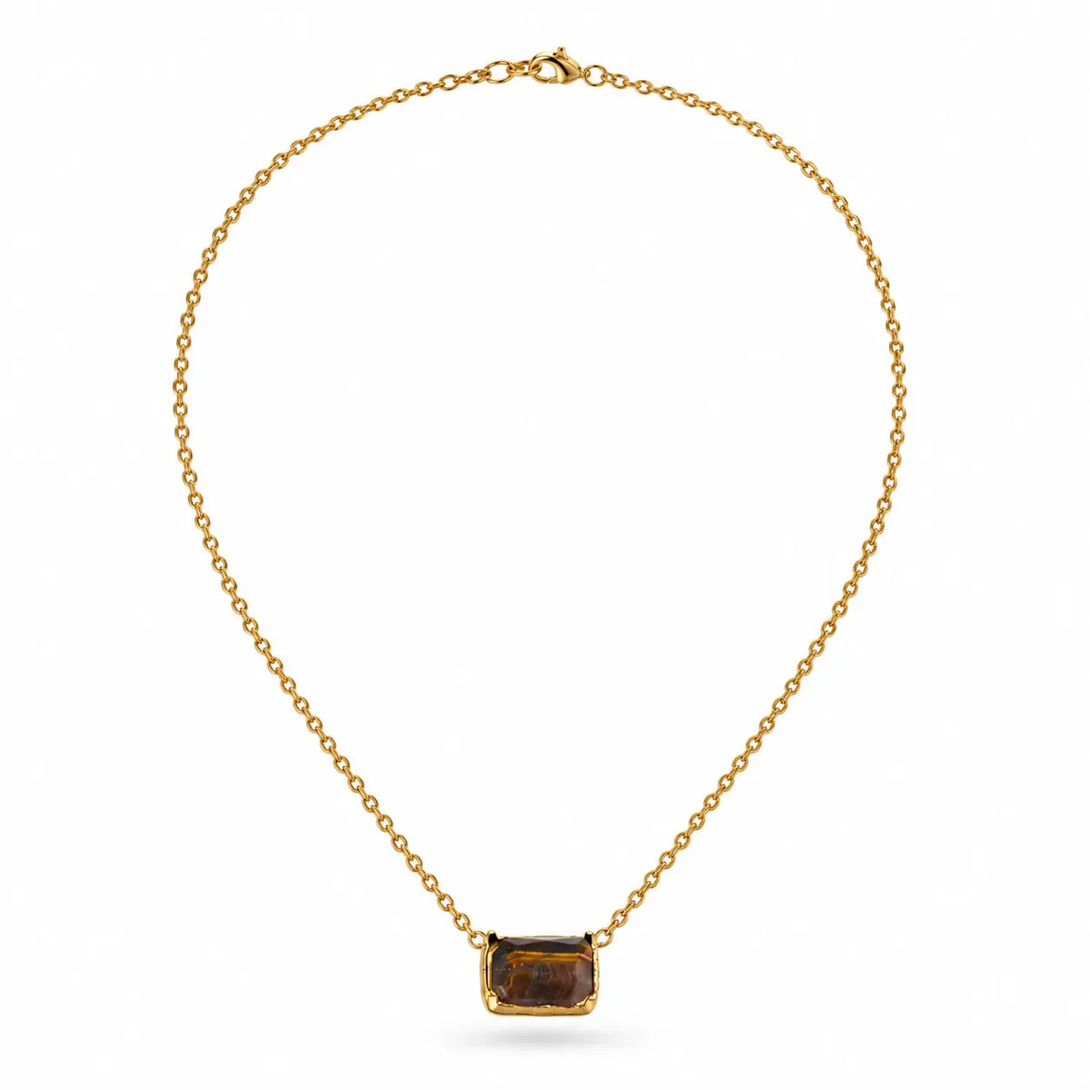 Mara Luxe 18K Gold Plated Tiger’s Eye Pendant Necklace Luxe Tones