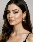 Hanaa Luxe 18k Gold Plated Green Jewel Fan Huggie Hoops