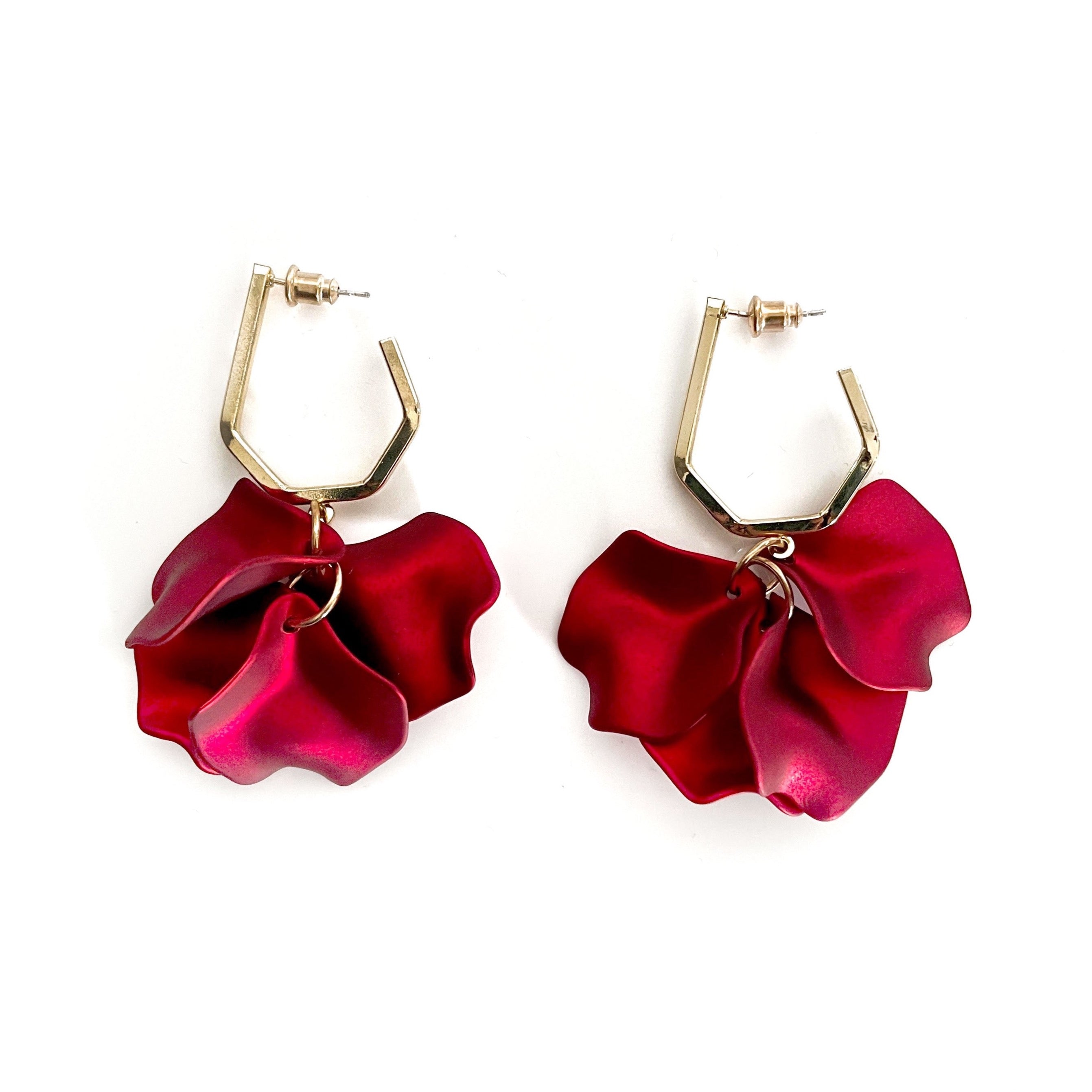 Juni Ruby Red Petal Earrings