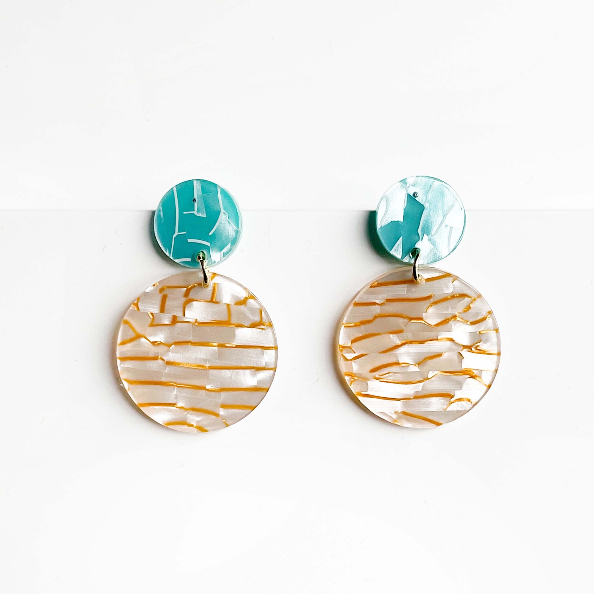 Lainey Acrylic Cream Disc Earrings