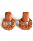 Pippa Tan Clip On Wooden Earrings
