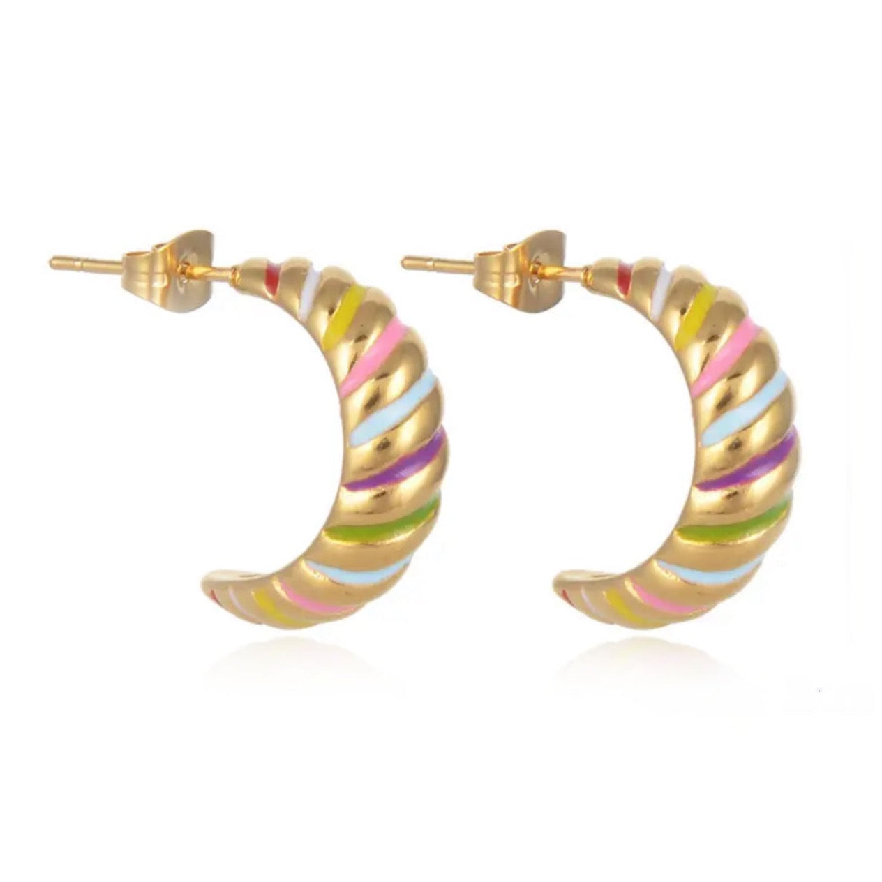 Vaani Luxe 18k Gold Plated Candy Stripe Earrings