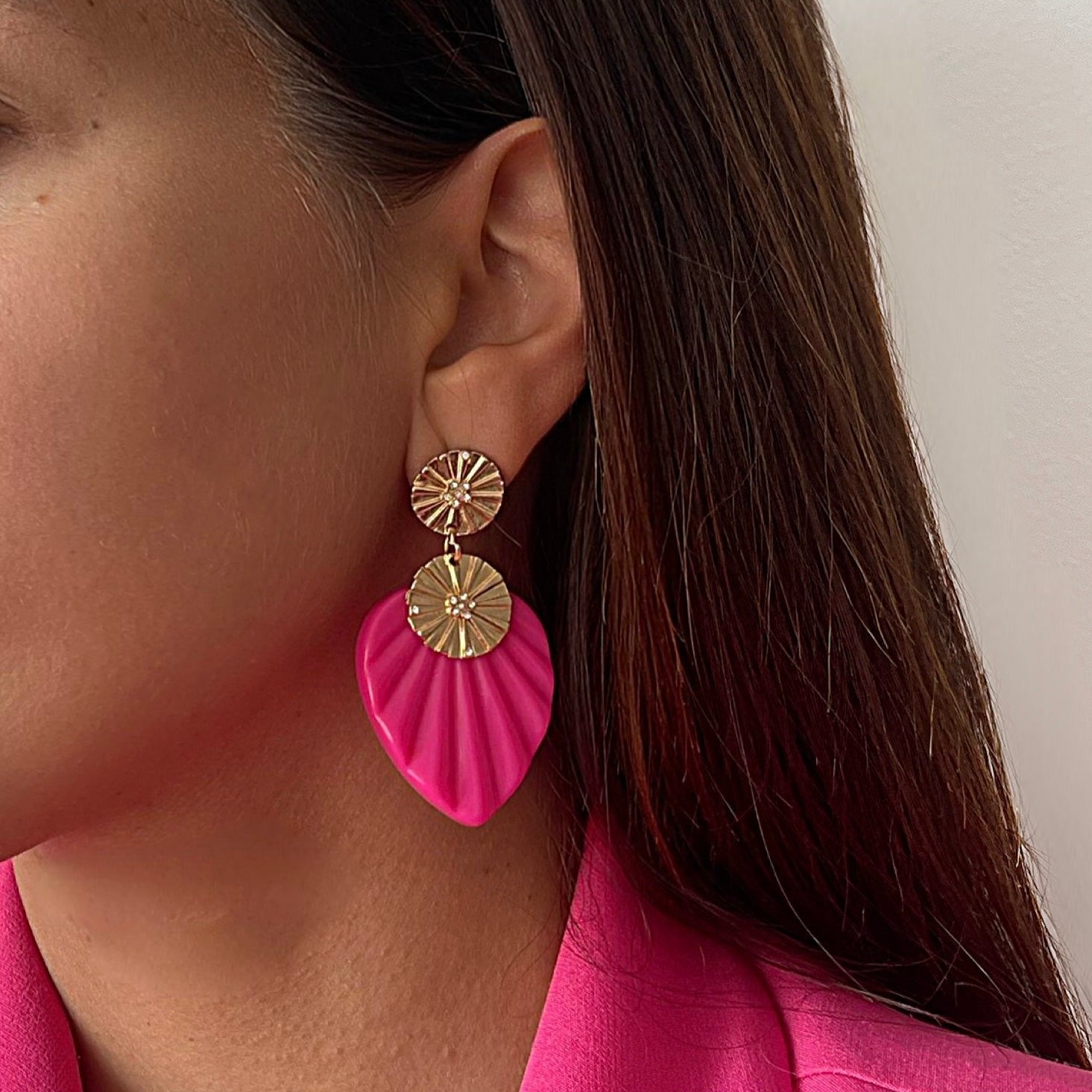 Lylah Cerise Pink Statement Earrings